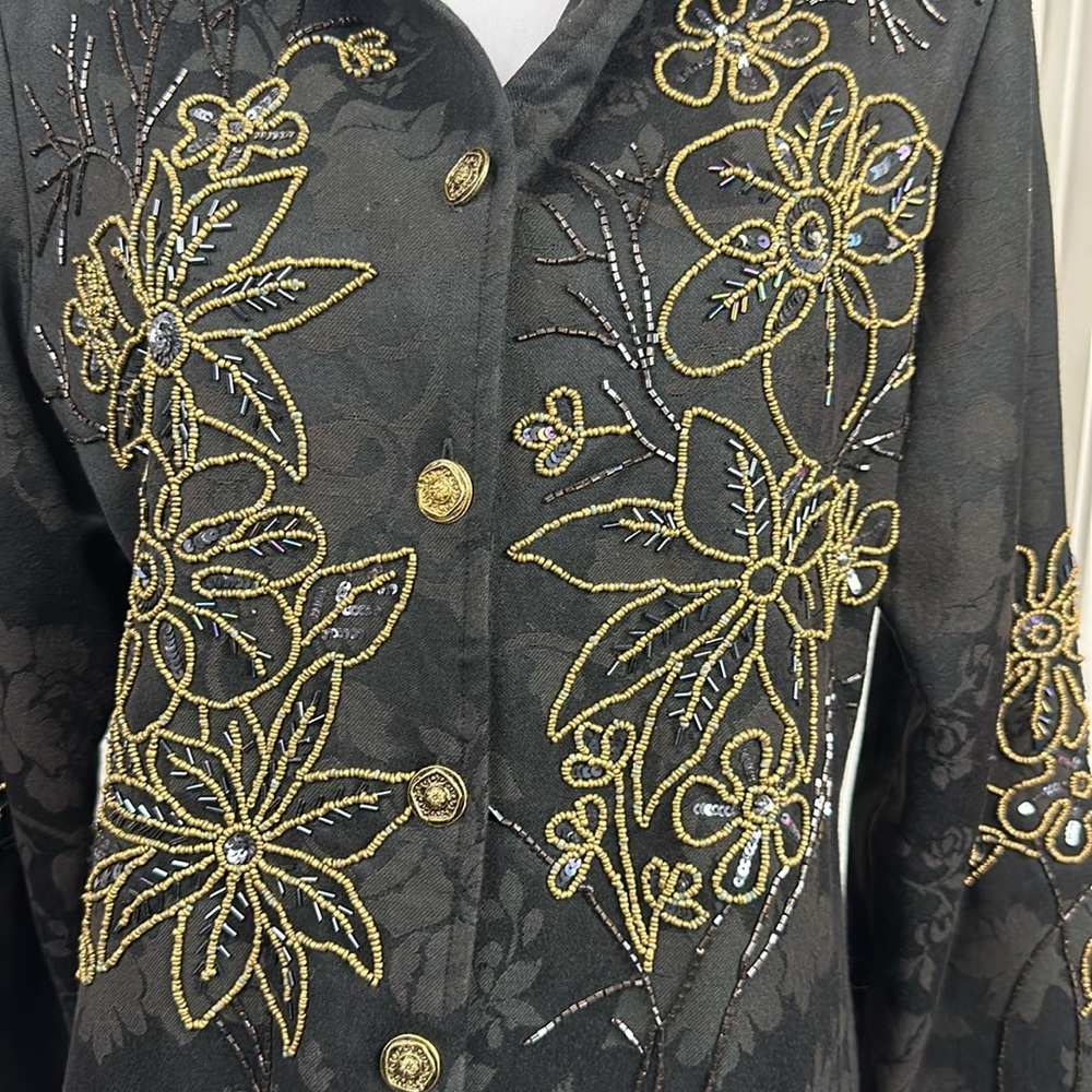 Vintage Draper’s & Damon’s Women’s Jacquard Classic Embellished Blazer Size M - Picture 4 of 9